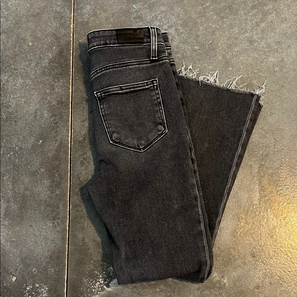 PAIGE Black Distressed Hem Jeans